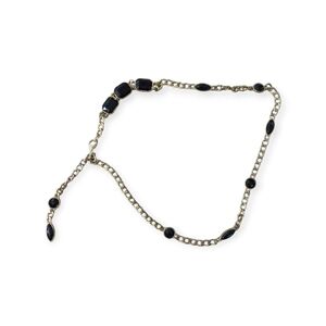 Gold chain belt with shaped black stones and hook closure, 43.5". EUC.